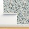 Vintage Inspired Modern Farmhouse Painted Honeybee White Floral Botanical Pastel Blue Custom Removable Wallpaper by Spoonflower Peel & Stick Wallpaper 2FT Wide